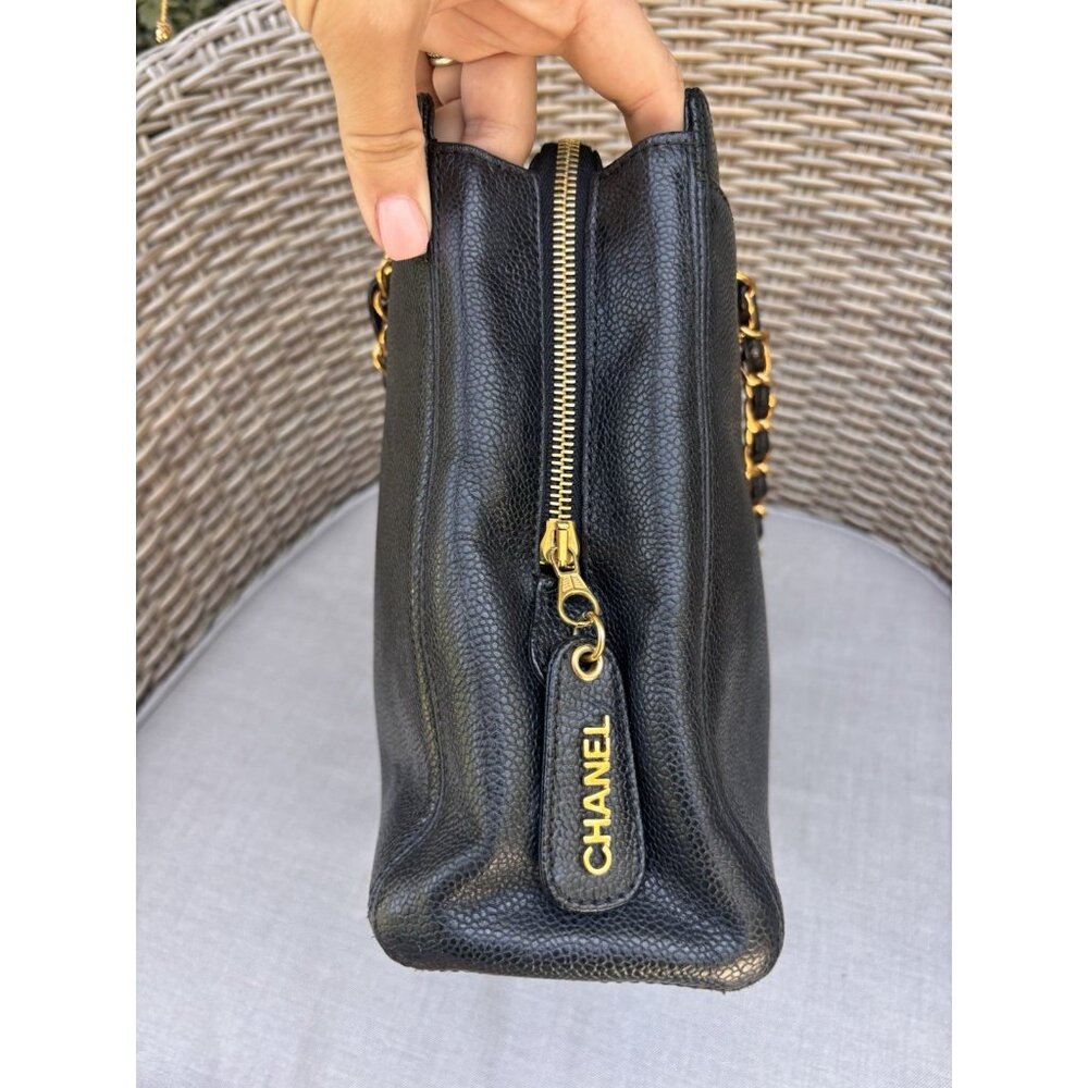 Authentic Chanel black caviar leather embroidered mini tote - Picture 8 of 16